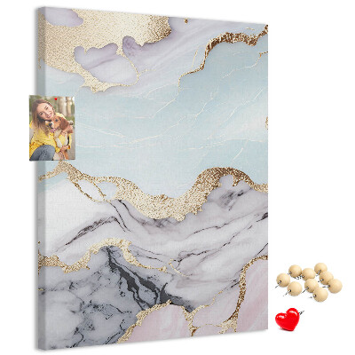 Wall cork memo board Elegant marble with gold accents