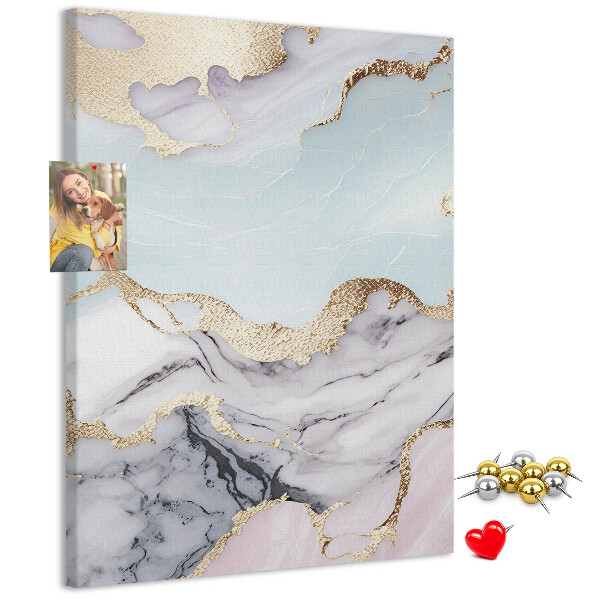 Wall cork memo board Elegant marble with gold accents