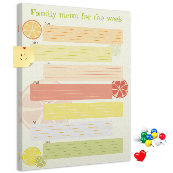 Pin board A colorful weekly meal plan for your family