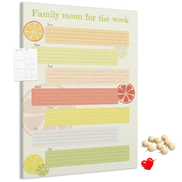 Pin board A colorful weekly meal plan for your family