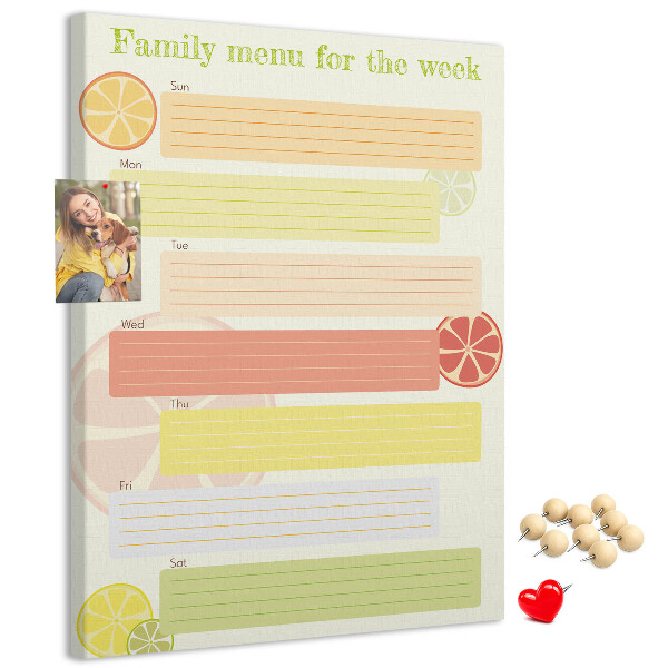 Pin board A colorful weekly meal plan for your family