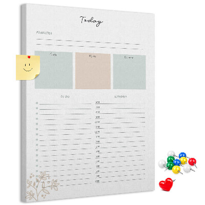 Wall cork memo board Daily planner with colorful sections
