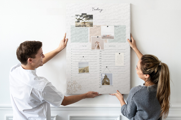 Wall cork memo board Daily planner with colorful sections