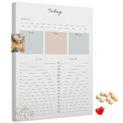 Wall cork memo board Daily planner with colorful sections