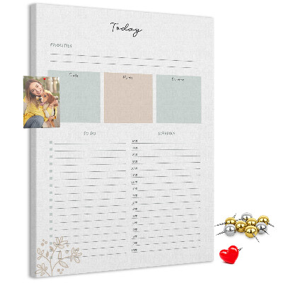 Wall cork memo board Daily planner with colorful sections