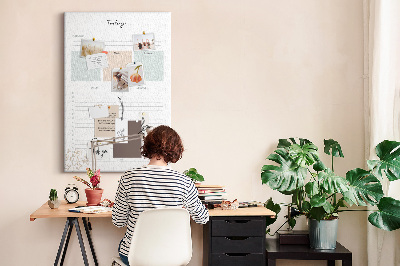 Wall cork memo board Daily planner with colorful sections