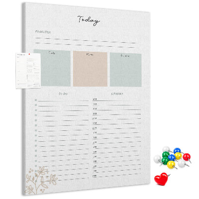 Wall cork memo board Daily planner with colorful sections