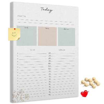 Wall cork memo board Daily planner with colorful sections
