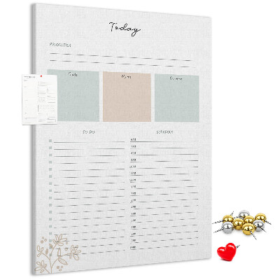 Wall cork memo board Daily planner with colorful sections
