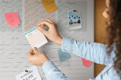 Wall cork memo board Daily planner with colorful sections