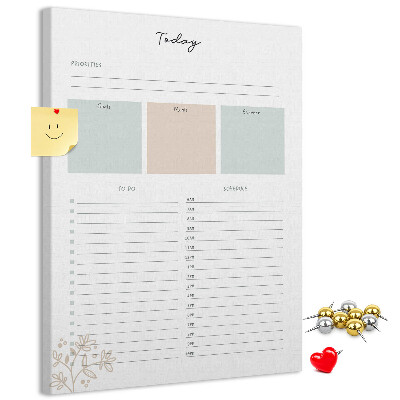 Wall cork memo board Daily planner with colorful sections