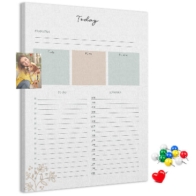 Wall cork memo board Daily planner with colorful sections