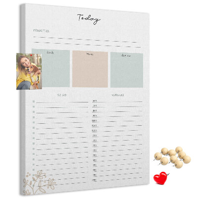 Wall cork memo board Daily planner with colorful sections