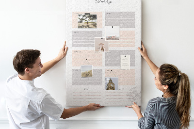 Memo cork board Weekly planner with colored sections