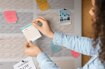 Memo cork board Weekly planner with colored sections