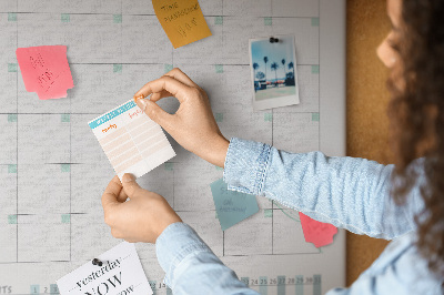 Cork notice board Monthly planning with a delicate floral accent