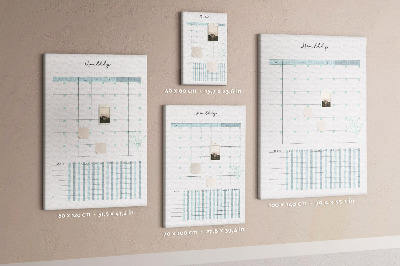 Cork notice board Monthly planning with a delicate floral accent