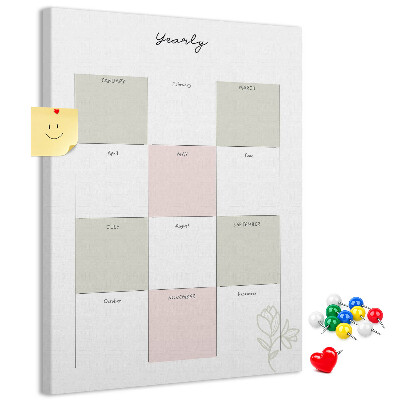 Pin board Annual planner with a minimalist design