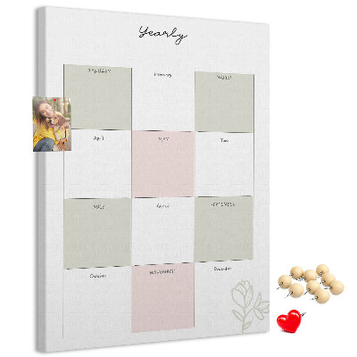 Pin board Annual planner with a minimalist design