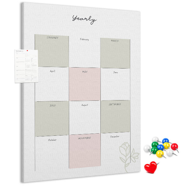 Pin board Annual planner with a minimalist design