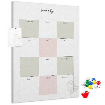 Pin board Annual planner with a minimalist design