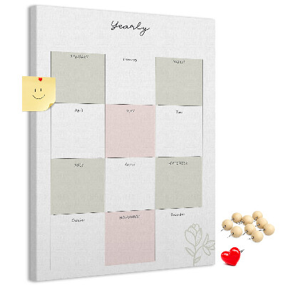 Pin board Annual planner with a minimalist design