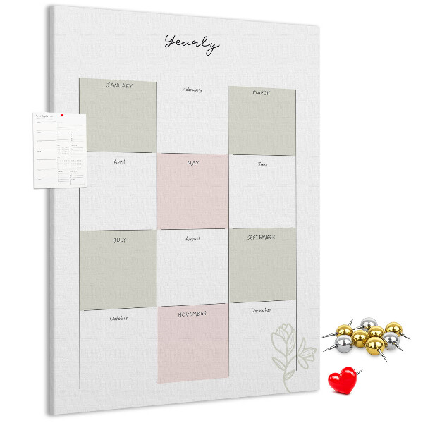Pin board Annual planner with a minimalist design