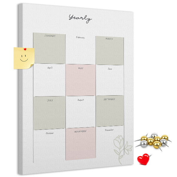 Pin board Annual planner with a minimalist design