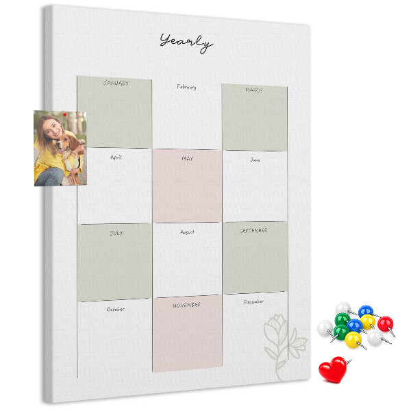 Pin board Annual planner with a minimalist design