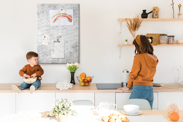 Wall cork memo board Minimalist gray with a concrete texture