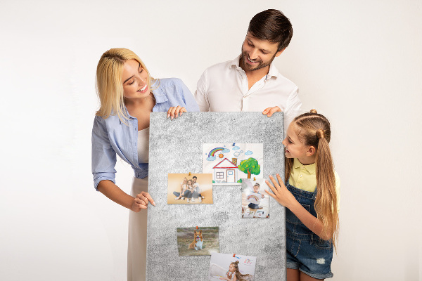 Wall cork memo board Minimalist gray with a concrete texture