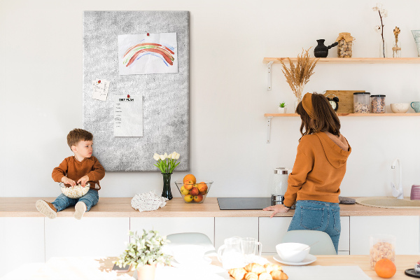 Wall cork memo board Minimalist gray with a concrete texture