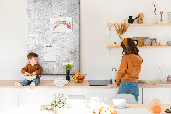 Wall cork memo board Minimalist gray with a concrete texture