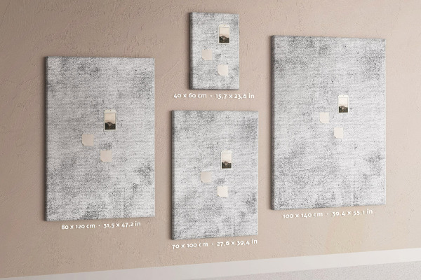 Wall cork memo board Minimalist gray with a concrete texture