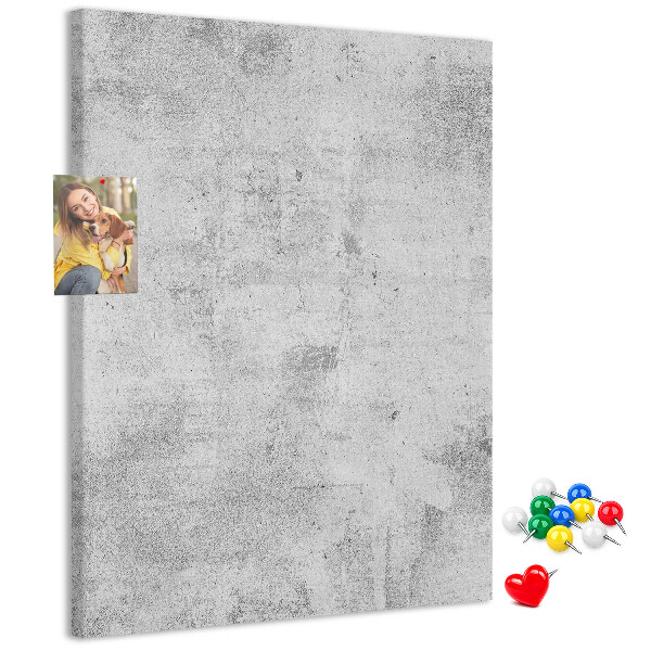 Wall cork memo board Minimalist gray with a concrete texture