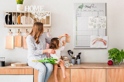 Memo cork board Meal Plan with Floral Accents