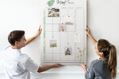 Memo cork board Meal Plan with Floral Accents