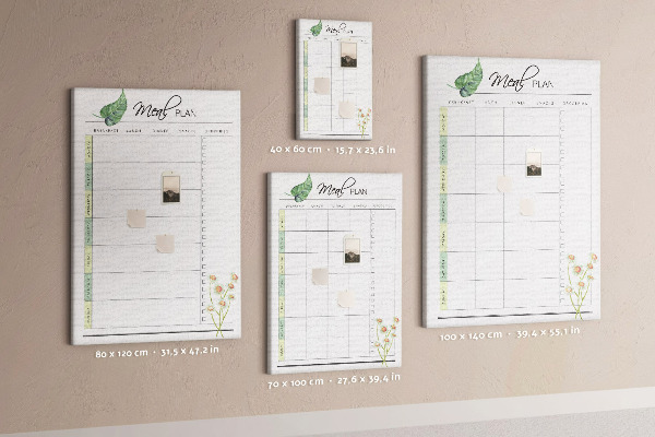 Memo cork board Meal Plan with Floral Accents