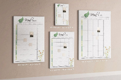 Memo cork board Meal Plan with Floral Accents