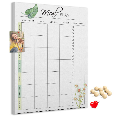 Memo cork board Meal Plan with Floral Accents