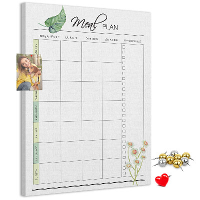 Memo cork board Meal Plan with Floral Accents