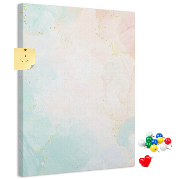 Cork notice board Delicate pastel spots with gold accents