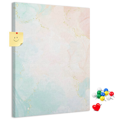 Cork notice board Delicate pastel spots with gold accents