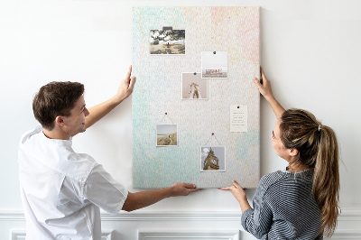 Cork notice board Delicate pastel spots with gold accents