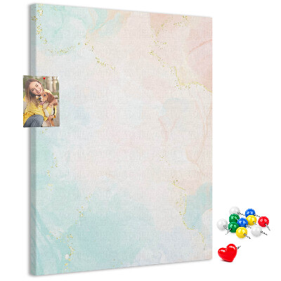 Cork notice board Delicate pastel spots with gold accents