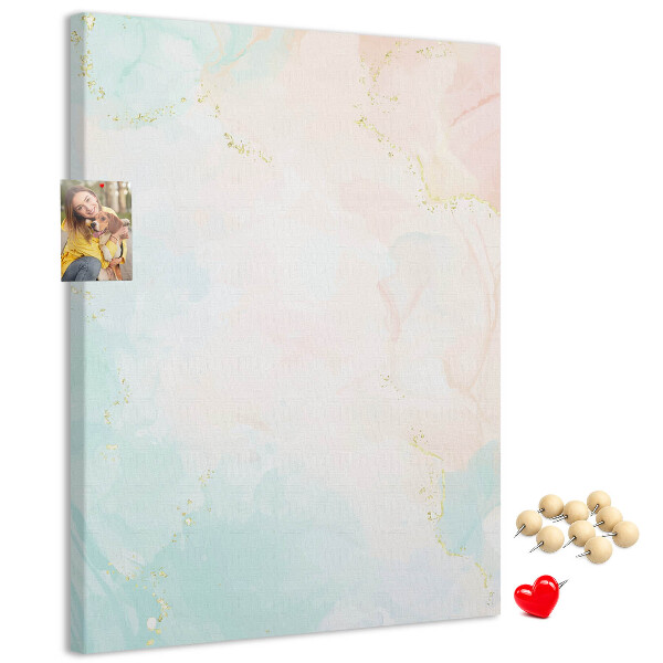 Cork notice board Delicate pastel spots with gold accents