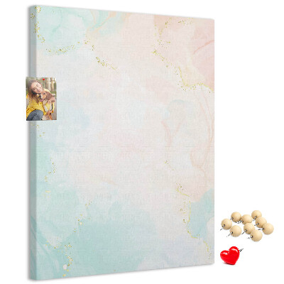 Cork notice board Delicate pastel spots with gold accents