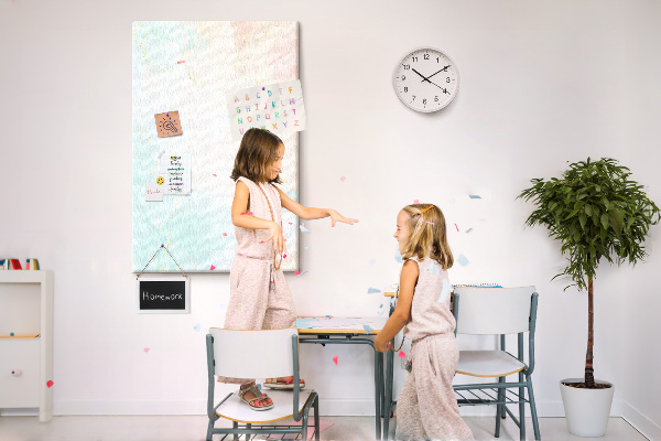 Cork notice board Delicate pastel spots with gold accents