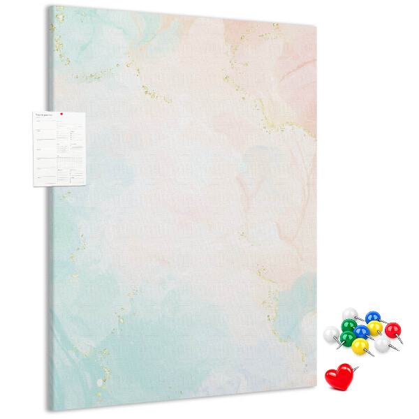 Cork notice board Delicate pastel spots with gold accents