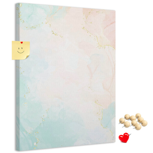 Cork notice board Delicate pastel spots with gold accents